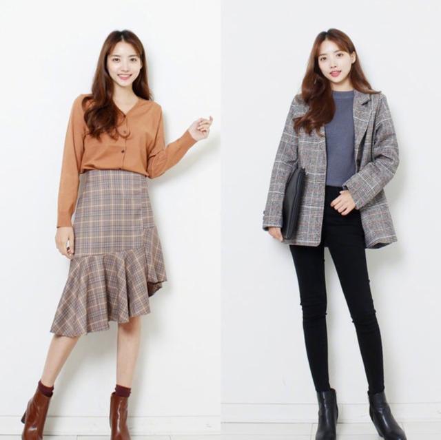 20岁到38岁女性的早秋穿搭，衬衫搭配鱼尾半身裙，气质又有女人味