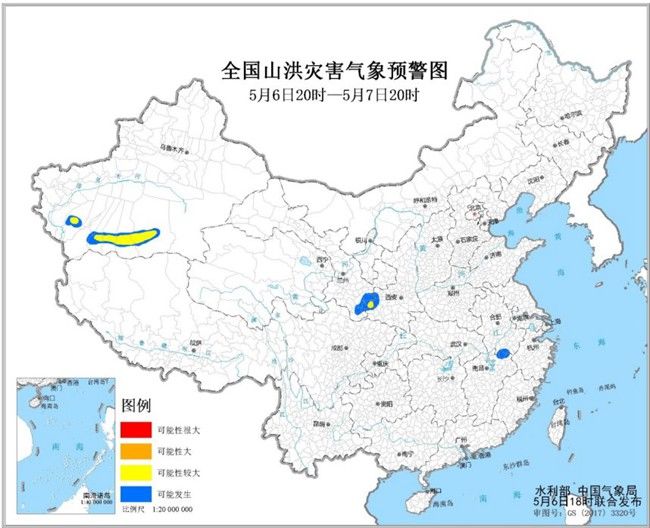  【发生】山洪灾害气象预警：陕西甘肃新疆局地发生山洪灾害可能性较大