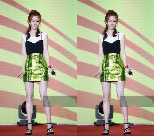 杨颖五五分身材大曝光！比陈赫还尴尬，这条绿色裙子是最大的败笔