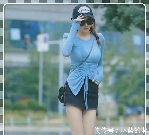 行走|街拍:小姐姐腿长一米八,远远看去就是行走的“竹签”