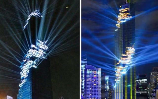 泰国第一高楼，打了马赛克的身体，夜晚景象霸气外露