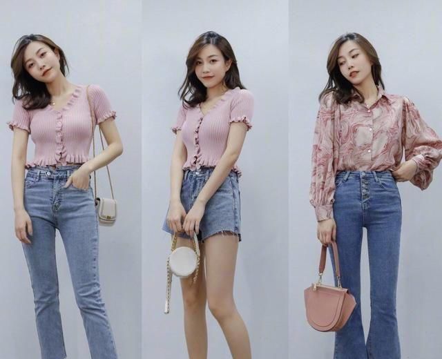  春天@牛仔裤表现力出色！春天抢占优势，淑女气质穿搭显高显腰身