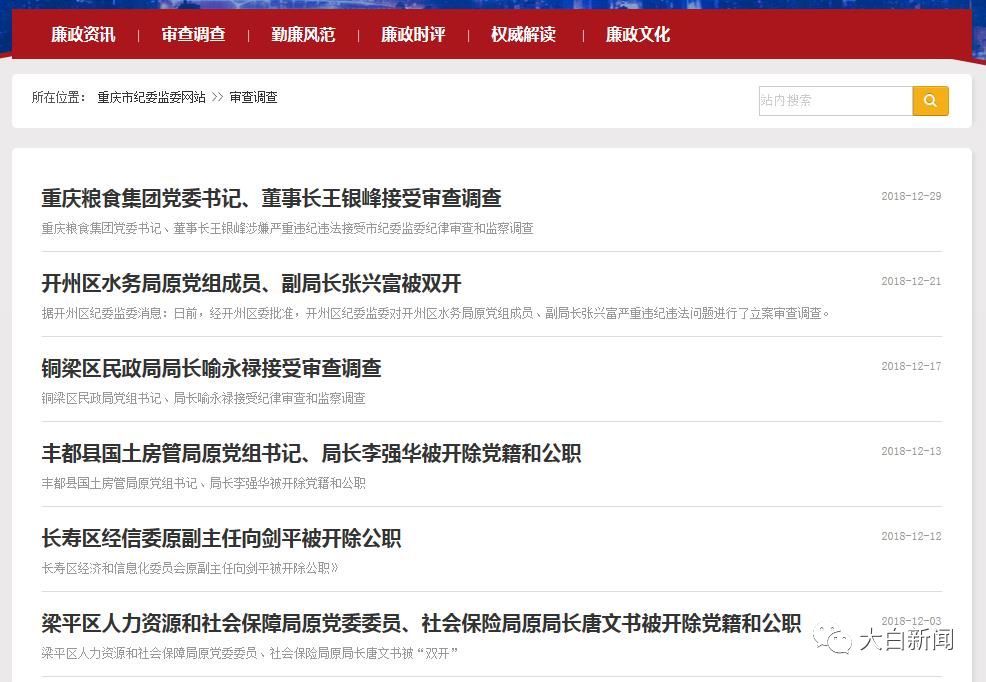 一个月内重庆6官员被查处，有人罕见被批“违反社会公德”