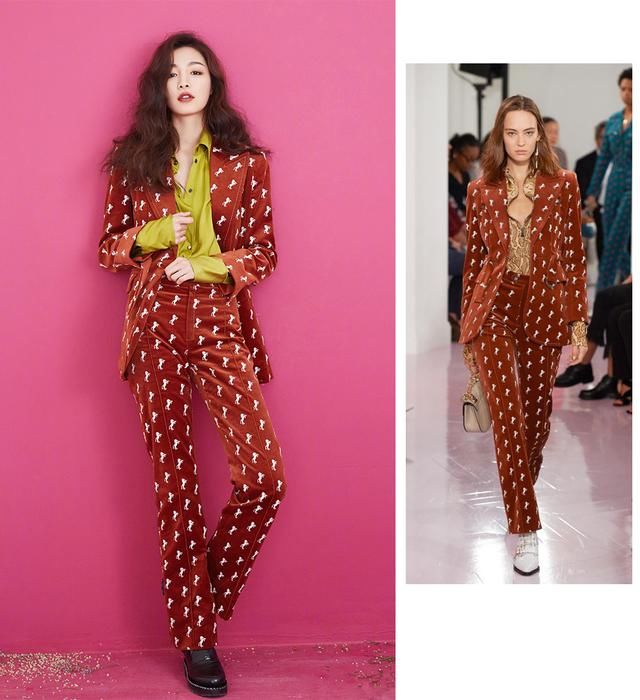 90后新锐小花何美璇张南穿印花西装，竟没输同款造型的宋佳刘雯