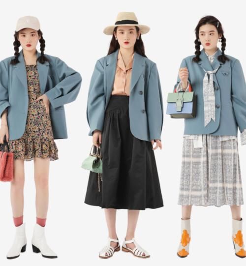 #半身裙#小个子女生的搭配秘籍:“西服外套+短裙”,效果显高又时髦