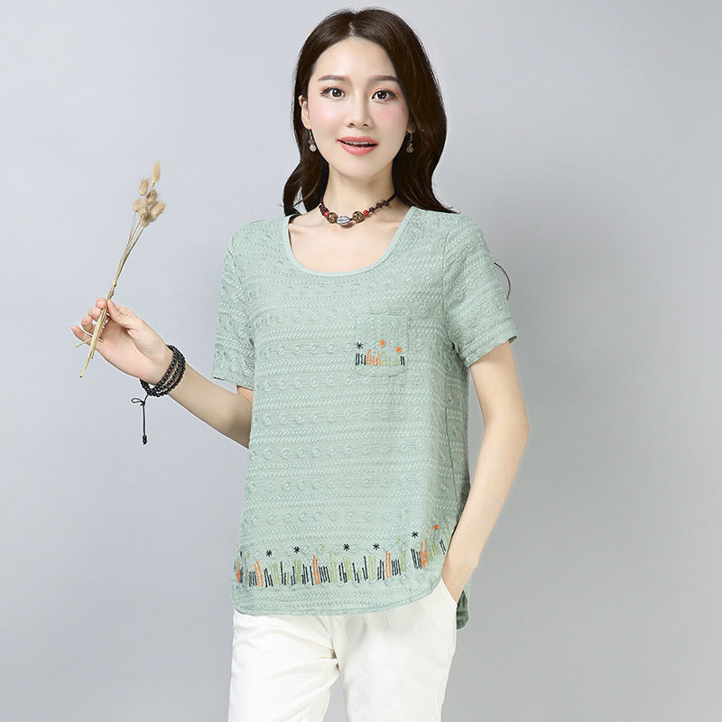 有一种清凉叫:“天然棉麻衫”配萝卜裤穿很舒适，美的独一无二