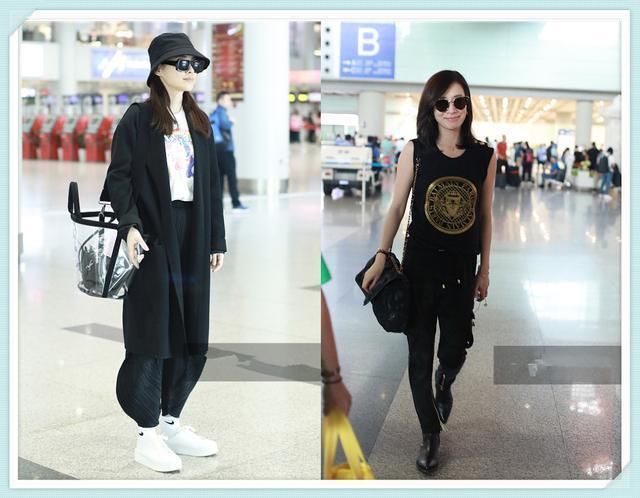 佘诗曼43岁，梅婷也43岁，二人穿一身黑，身材差距竟如此尴尬?