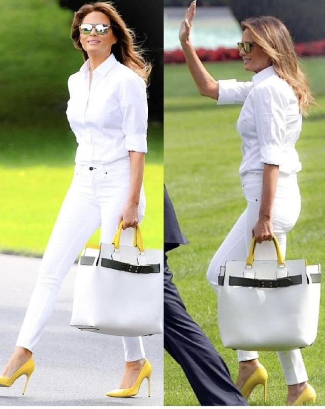 美国第一夫人白色搭配气场惊人，头发吹这么凌乱依然保持女神形象