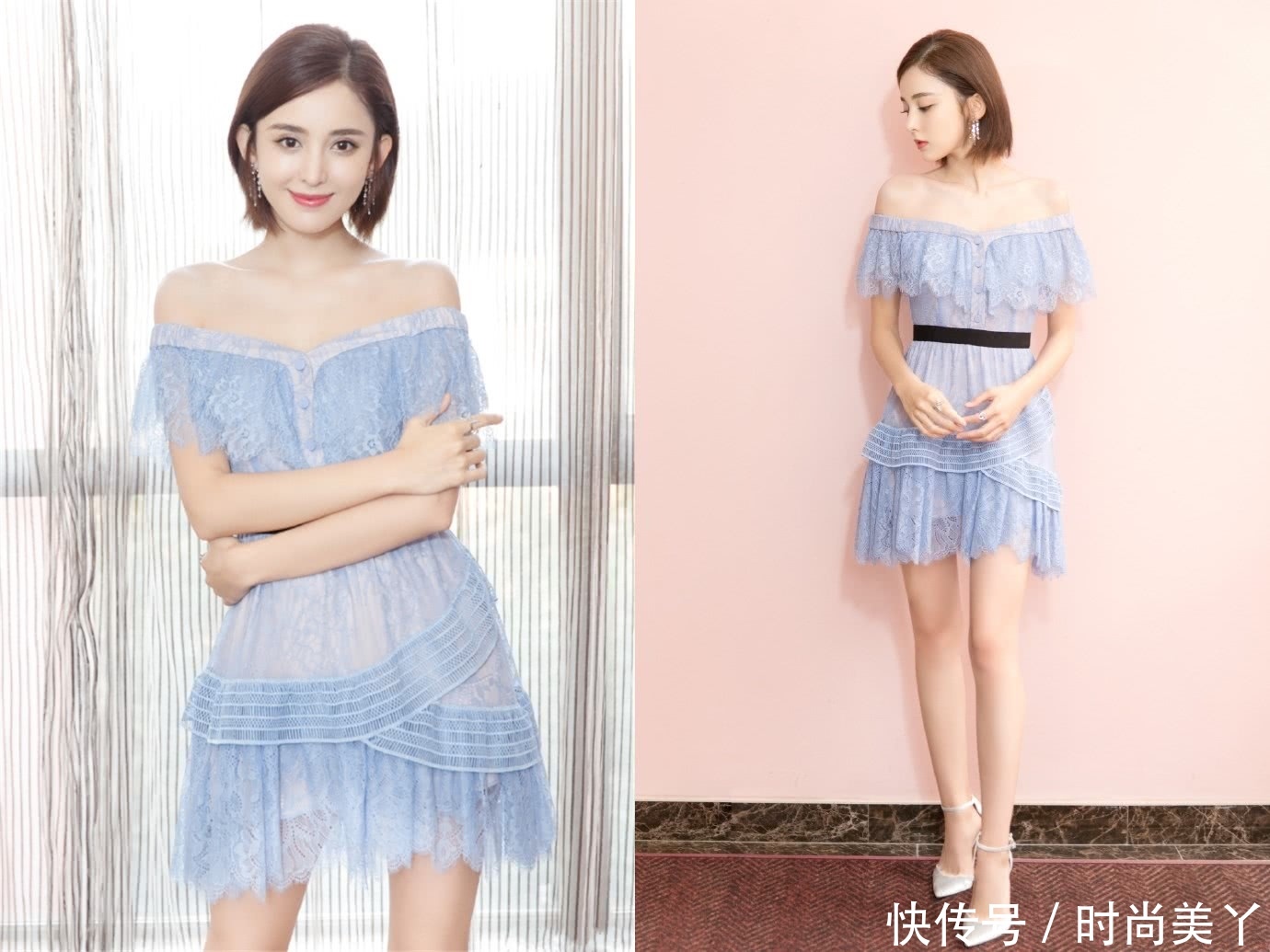 古力娜扎穿蕾丝裙优雅动人，大长腿太惊艳，网友：身材比例真好！