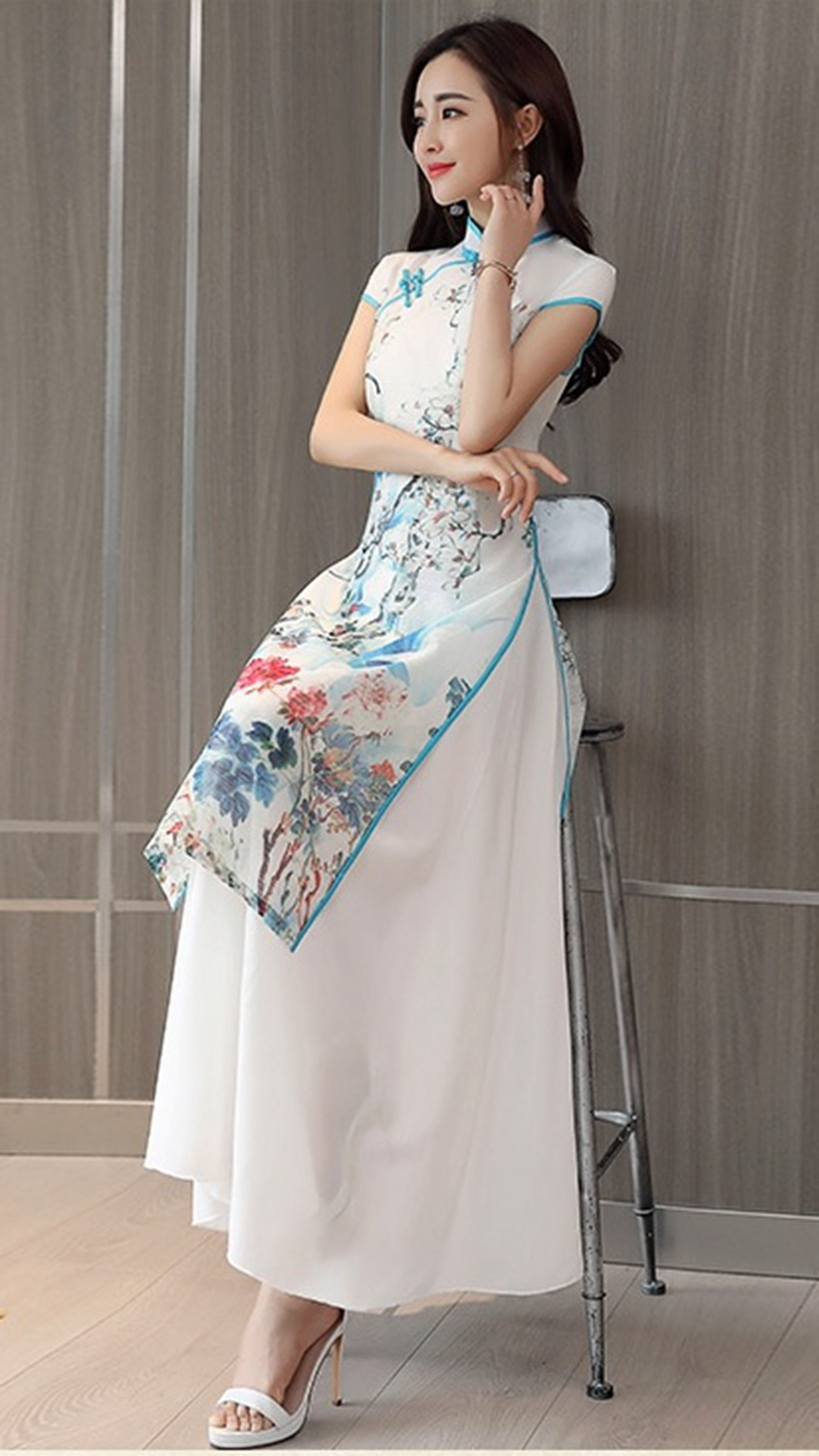 旗袍太紧绷，这款改良旗袍连衣裙，有旗袍气质，又不失现代时髦感