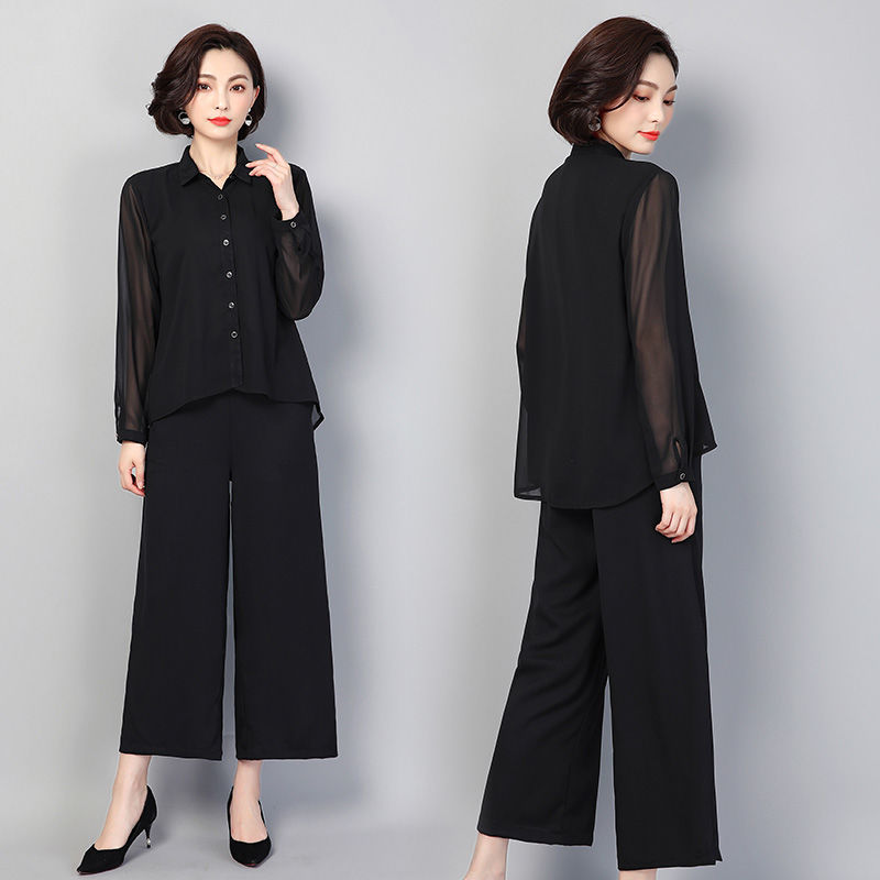 70后别老穿裙子，太土!试试这种阔腿裤套装，时髦洋气美到飞