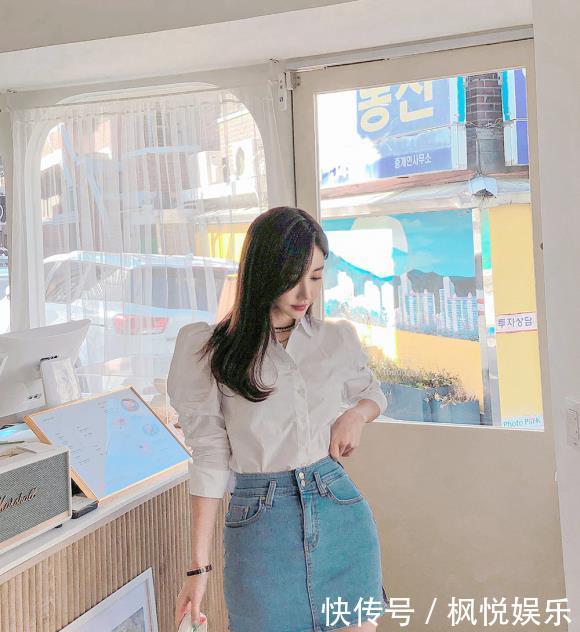 美腿:孙允珠韩式牛仔衬裙,清新可爱显美腿