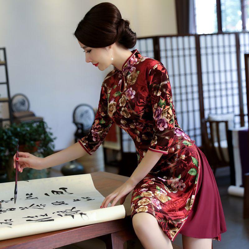 秋季旗袍上新了，款款优雅迷人，我给婆婆买了3件
