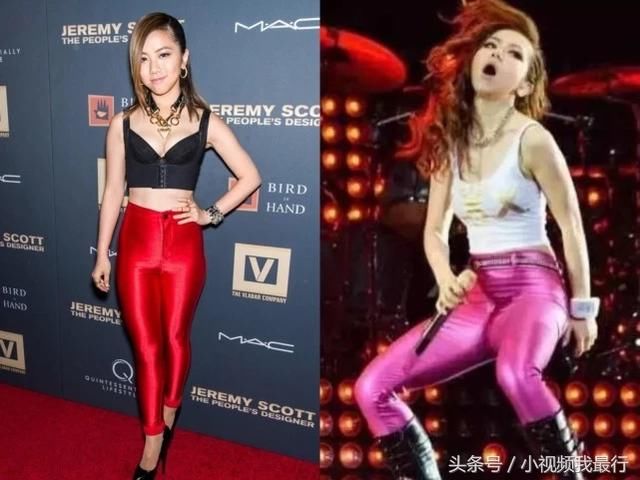 邓紫棋终于脱掉皮裤，穿超短裤大方秀美腿了，深V短裙无比性感