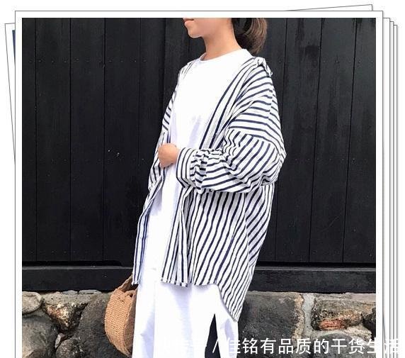  「春季造型」竖条纹衬衫的流行时尚造型，清爽显瘦的春季日系风穿搭分享