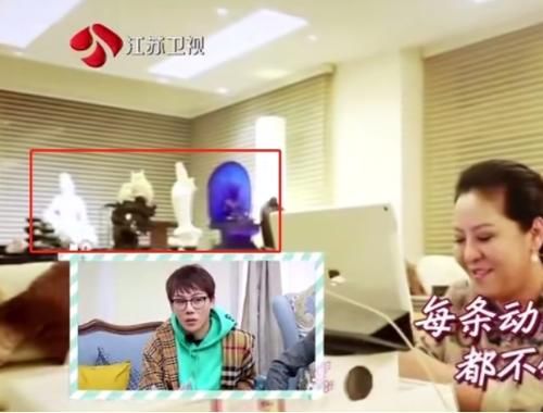 向华强家里的客厅,摆诸多百万雕像,向太的电脑