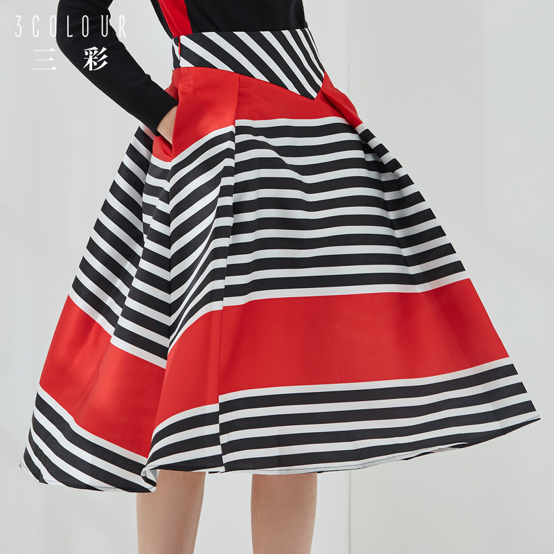 领券100元后499元-三彩2018春装新品 收腰A字