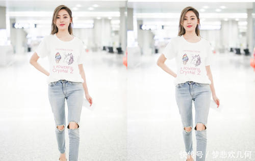 张天爱现身机场大秀身材，网友：好身材把衣服都快“撑破”了！