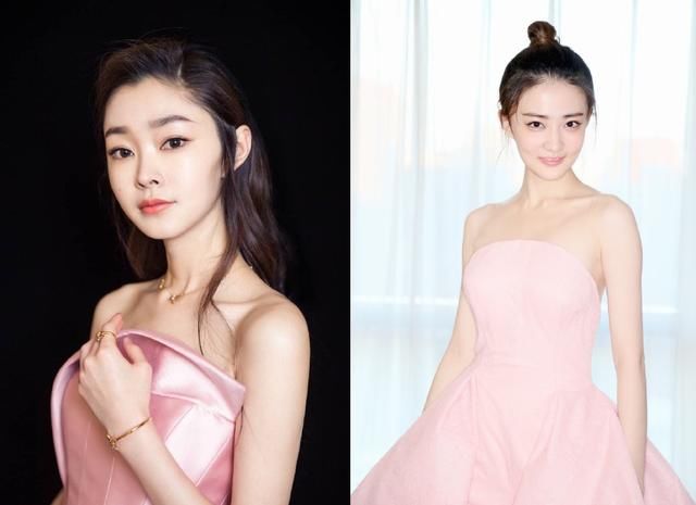 28岁宋轶和23岁徐璐同穿抹胸粉裙,真看不出来5岁的年龄差距