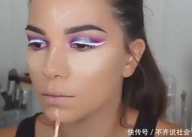 美女用网袜化妆，当我看到成品后，完全被惊讶到了，太美了