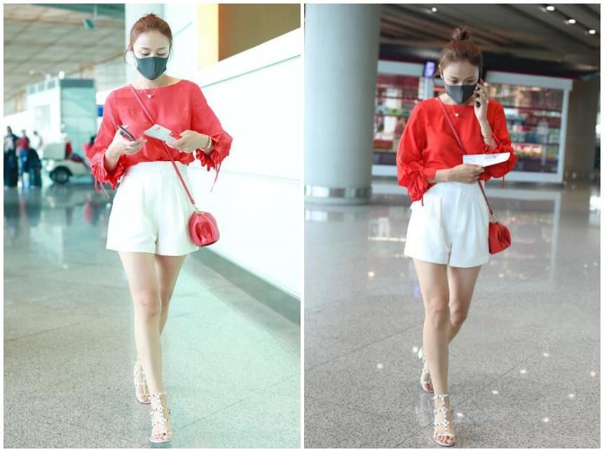 34岁叶一茜红雪纺衫白短裤扮嫩,宫廷华丽熟女风,网友:田亮有福