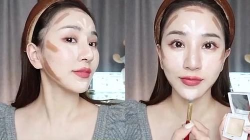  #鹅蛋脸#彩妆师分享不同脸型修容、打亮技巧手把手教学，肉饼脸也变鹅蛋脸