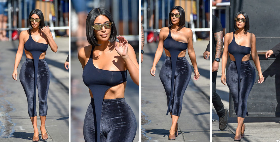 金-卡戴珊穿紧身裤 细腰巨臀比例吓人