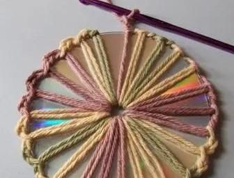  [手工]旧光盘和毛线钩针结合！DIY手工变废为宝，光盘旧物改造教程合集