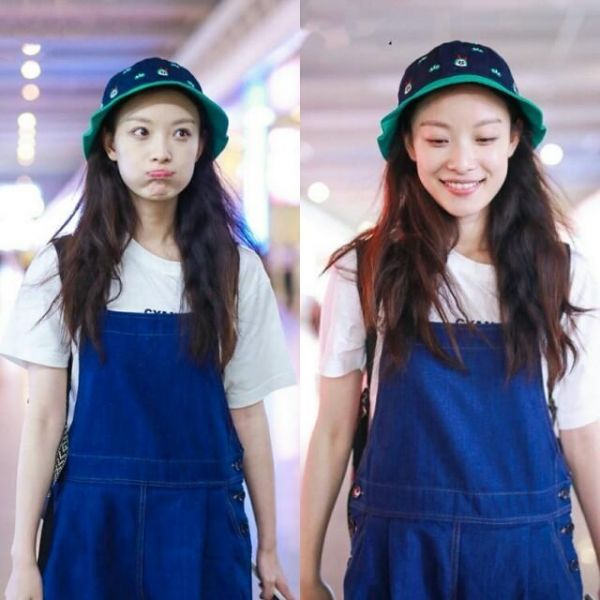 倪妮终于换风格啦!一条背带裤穿的太可爱，搭配渔夫帽清甜似学生