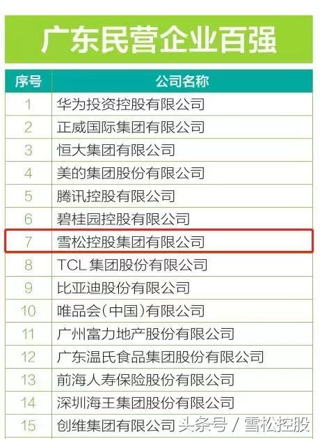 广东企业500强发布，雪松控股位列第13位