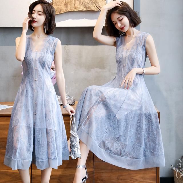 时尚性感蕾丝连衣裙，清爽又气质，妩媚又撩人，回头率爆表