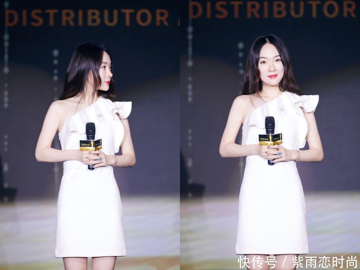 霍思燕穿斜肩裙现身，看起来80斤都不到，网友：再胖点都穿不了！