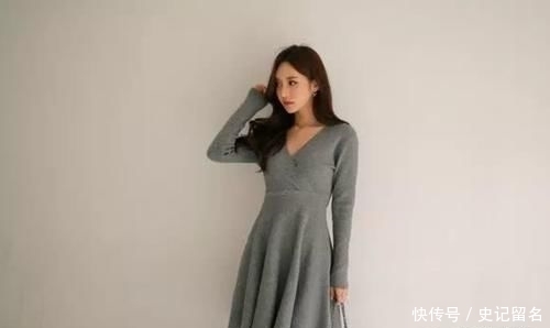  『青灰』美人美图：孙允珠，青灰雅然端淑居家连衣裙！