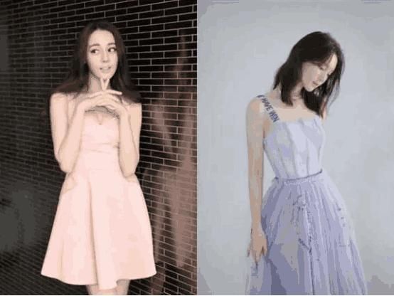 性感VS骨感,她和迪丽热巴穿吊带裙,谁的身材更好?