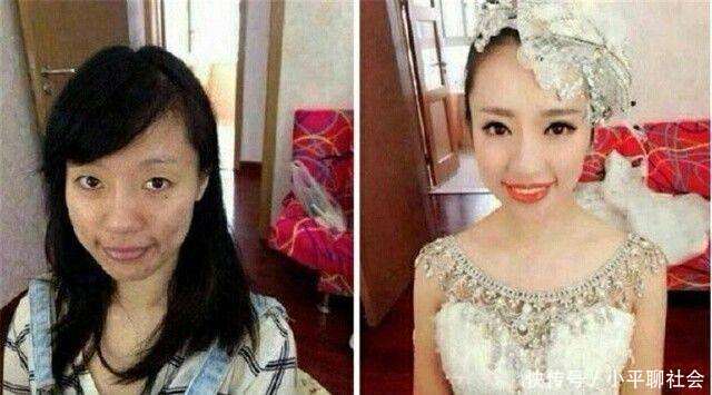 女孩平常不化妆, 结婚这天第一次化妆 新郎看傻: 是不是娶错人了