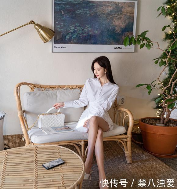美丽@孙允珠白色衬衣裙,美丽时尚显小清新