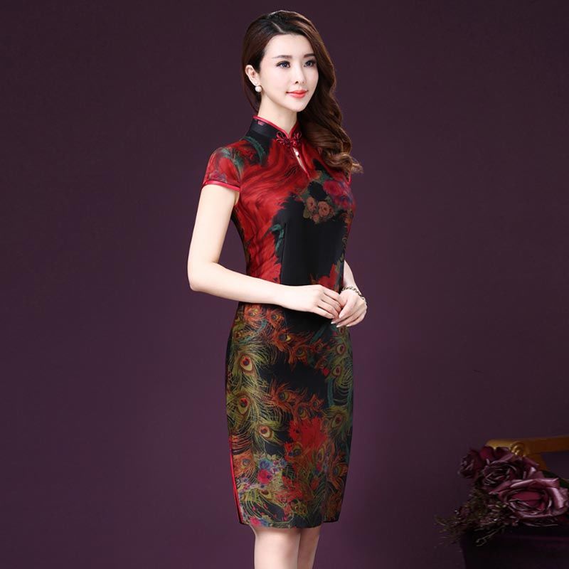 改良真丝旗袍裙，复古典雅，优雅更贵气