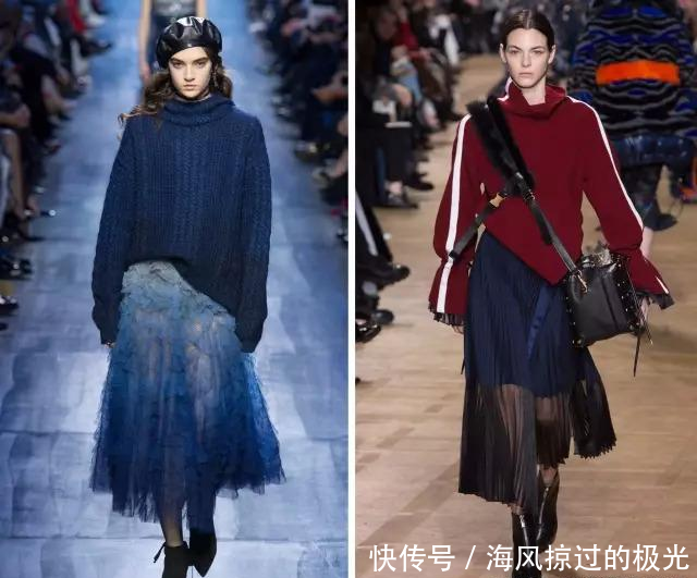  『仙女裙』毛衣+半裙，美出一个新高度，撞出时髦的火花！