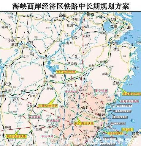  高速：中国高速铁路网中长期规划2030：一条虚线连着台湾