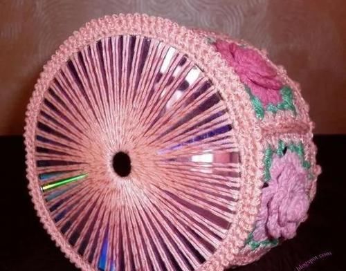  [手工]旧光盘和毛线钩针结合！DIY手工变废为宝，光盘旧物改造教程合集