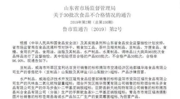 紧急通知！山东这30批次食品不合格！大润发、华润万家等均上黑榜