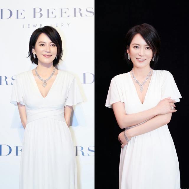 47岁俞飞鸿终于不再低调，穿深v裙真惊艳，网友：这才是真女神