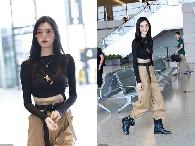 奚梦瑶为了火真拼，机场照穿露脐装一转身却吓坏网友，真不如不穿