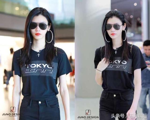 奚梦瑶不愧是超模，随便一穿就美成这样，不料却亮了脚踩的鞋子