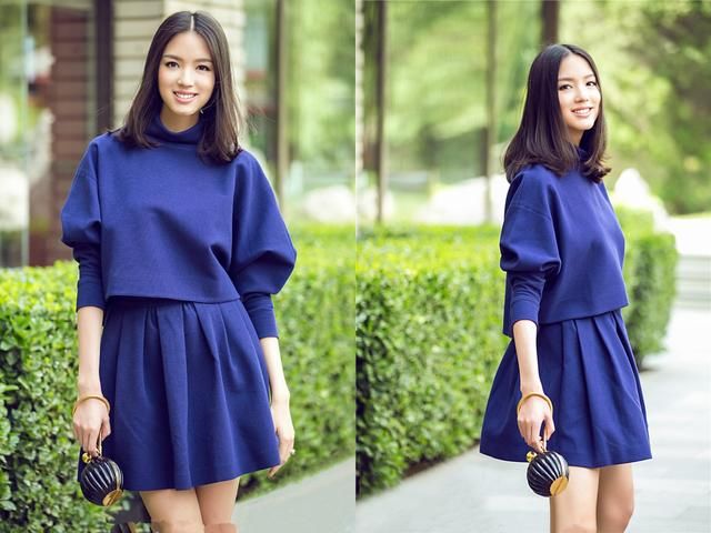 张梓琳穿两件套裙现身，抬手的瞬间好尴尬，网友：这样才惊艳！