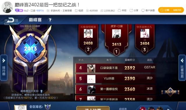 【力压】全网最强孙尚香登顶巅峰赛第一,口袋2413分,力压韩涵佳悦封王!