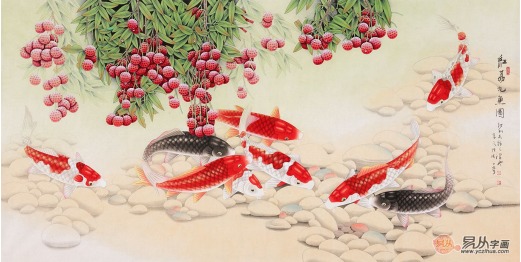 王一容擅长画什么 招财九鱼图可谓是一绝