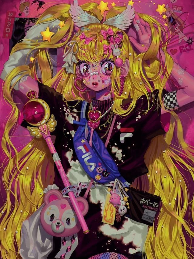  『粉色』一组粉色系动漫少女插画，却不是那么可爱的人物形象！