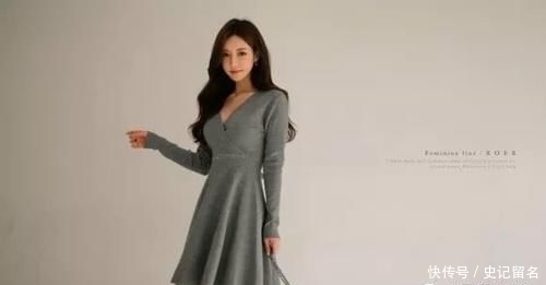  『青灰』美人美图：孙允珠，青灰雅然端淑居家连衣裙！