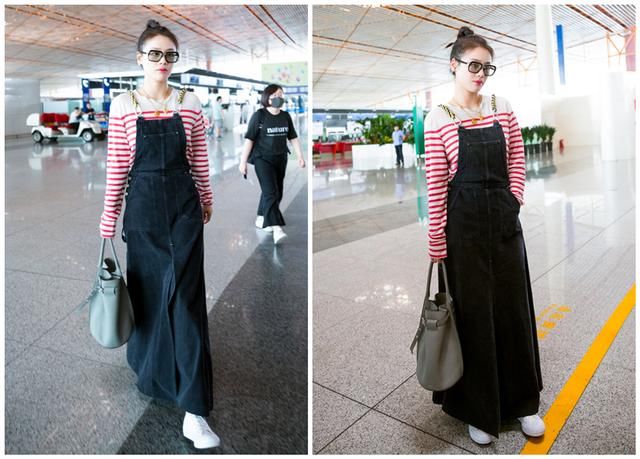 看惯了帅气的马思纯，穿上粉色条纹衫，秒变俏皮可爱小妹妹